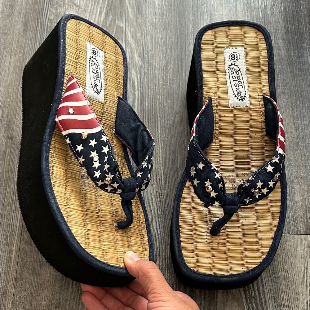 Vintage Lower East Side Platform American Flag Sandals 8.5